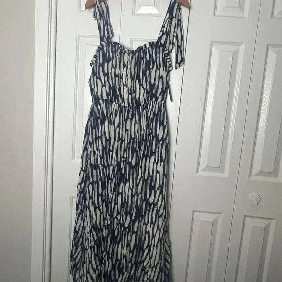Jason Wu Sleeveless Dress with Shoulder Ties in Spring Navy Multi SZ6 Maxi Dress - Picture 15 of 16